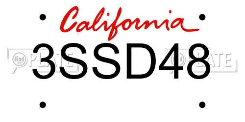 3SSD48 California License Plate