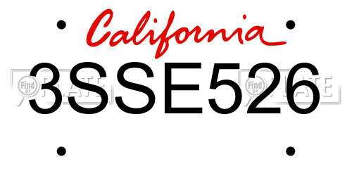 3SSE526 California License Plate