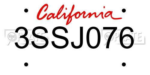 3SSJ076 California License Plate