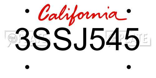 3SSJ545 California License Plate