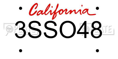 3SSO48 California License Plate