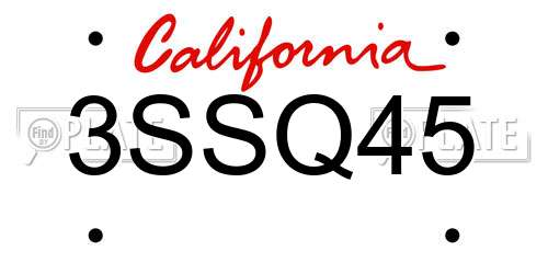 3SSQ45 California License Plate