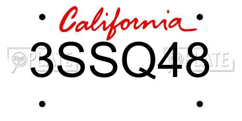3SSQ48 California License Plate