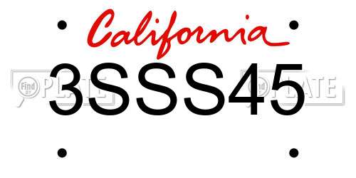 3SSS45 California License Plate