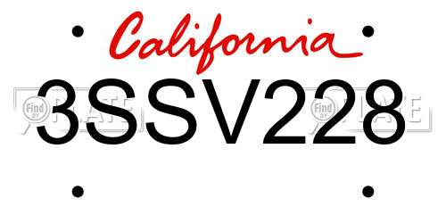 3SSV228 California License Plate