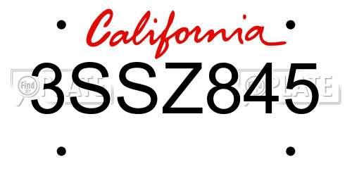 3SSZ845 California License Plate