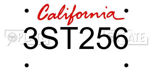 3ST256 California License Plate