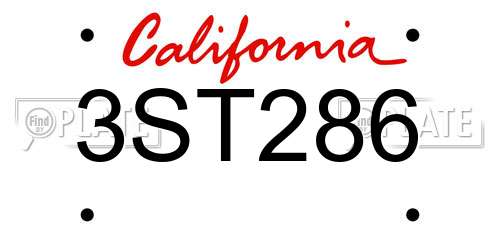 3ST286 California License Plate