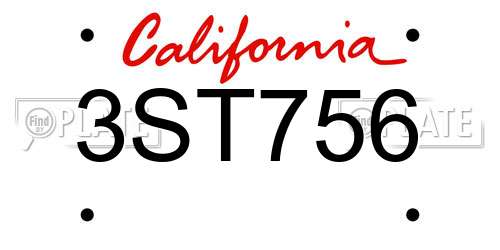 3ST756 California License Plate