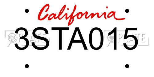 3STA015 California License Plate
