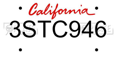 3STC946 California License Plate