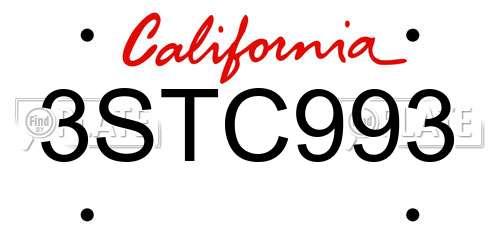 3STC993 California License Plate