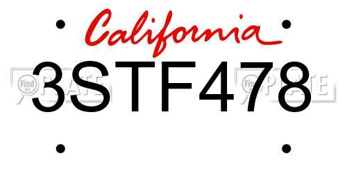 3STF478 California License Plate