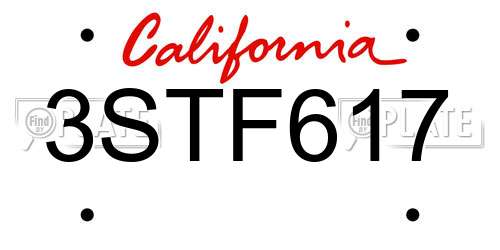 3STF617 California License Plate