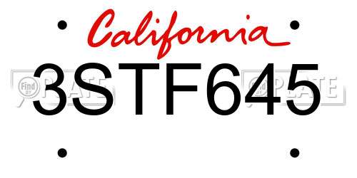 3STF645 California License Plate
