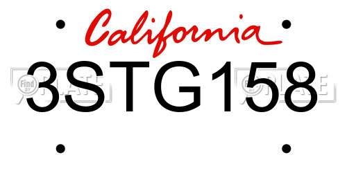 3STG158 California License Plate