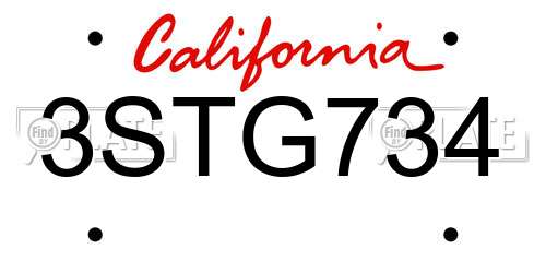 3STG734 California License Plate