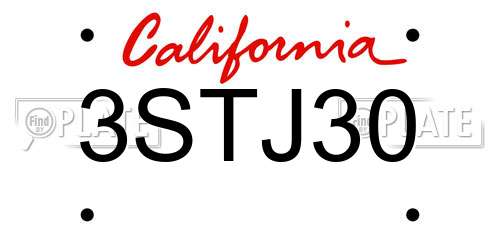 3STJ30 California License Plate
