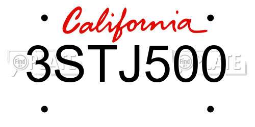 3STJ500 California License Plate