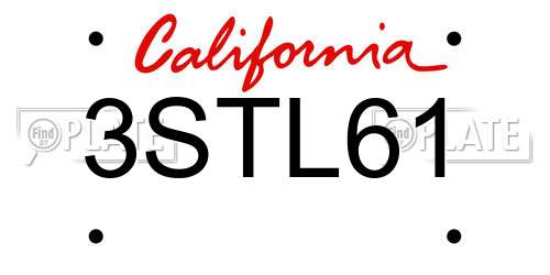 3STL61 California License Plate