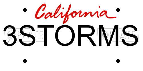 3STORMS California License Plate