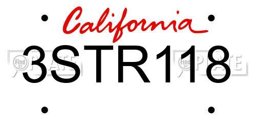 3STR118 California License Plate