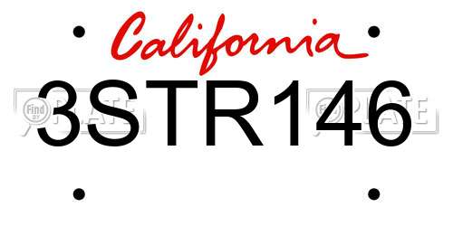 3STR146 California License Plate