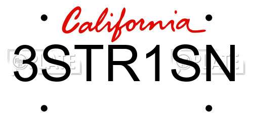 3STR1SN California License Plate