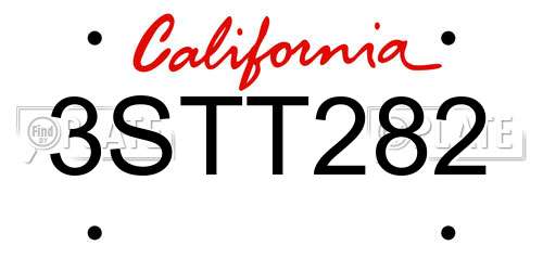 3STT282 California License Plate