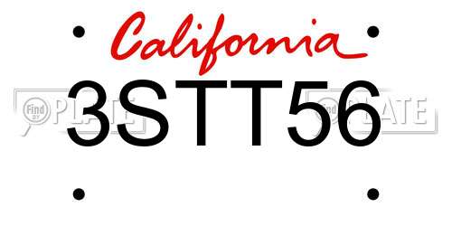 3STT56 California License Plate