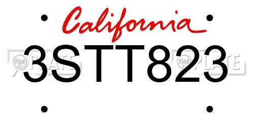 3STT823 California License Plate