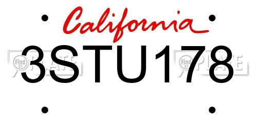 3STU178 California License Plate