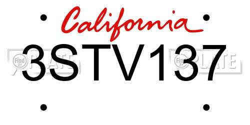 3STV137 California License Plate