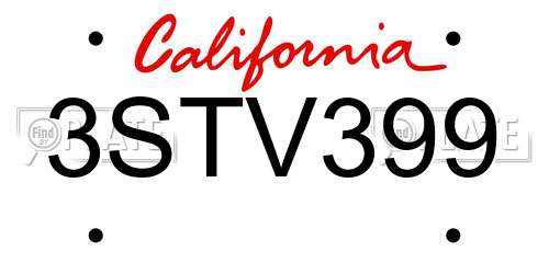 3STV399 California License Plate