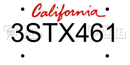 3STX461 California License Plate