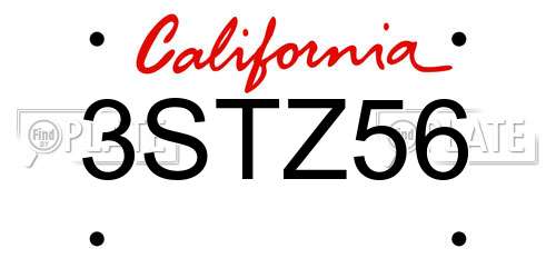 3STZ56 California License Plate