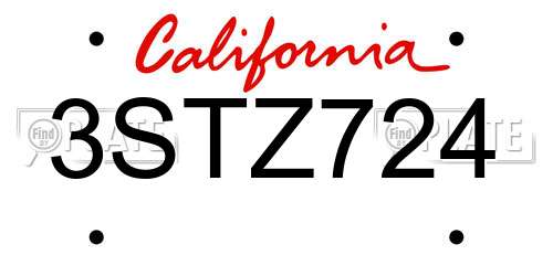 3STZ724 California License Plate