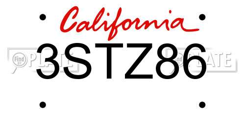 3STZ86 California License Plate