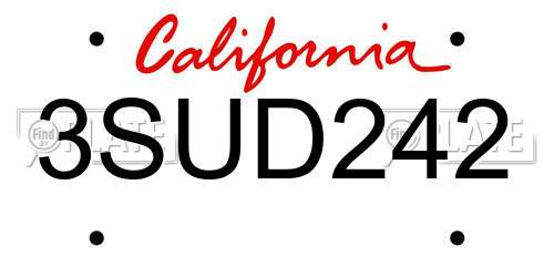 3SUD242 California License Plate