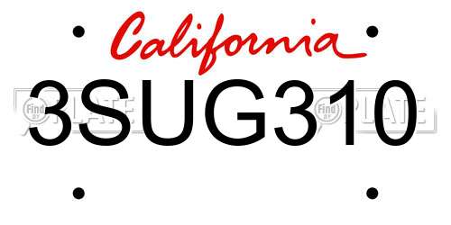 3SUG310 California License Plate