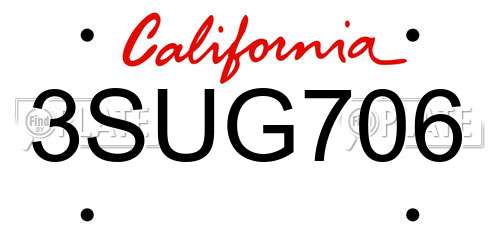 3SUG706 California License Plate