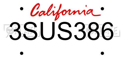 3SUS386 California License Plate