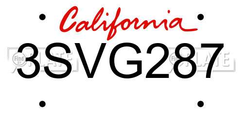 3SVG287 California License Plate