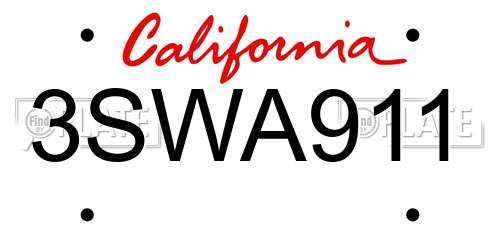 3SWA911 California License Plate