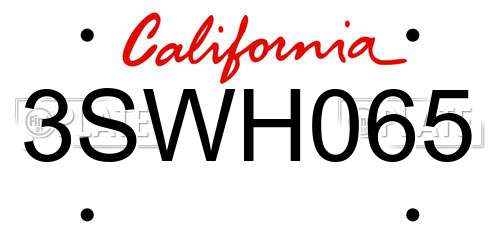 3SWH065 California License Plate
