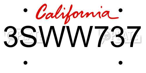 3SWW737 California License Plate
