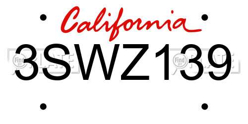 3SWZ139 California License Plate
