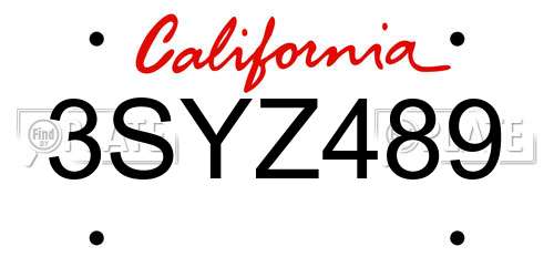 3SYZ489 California License Plate
