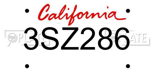 3SZ286 California License Plate