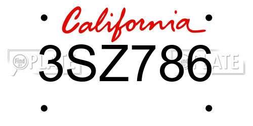 3SZ786 California License Plate